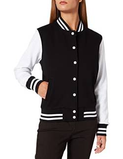 Build Your Brand Damen Ladies Sweat College Jacket Varsity Jacket, Black/White, L von Build Your Brand