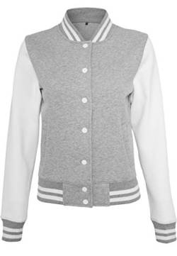 Build Your Brand Damen Ladies Sweat College Jacket Varsity Jacket, H.Grey/White, XS von Build Your Brand