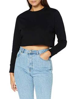 Build Your Brand Damen Ladies Terry Cropped Crew Pullover Sweater, Schwarz, M EU von Build Your Brand