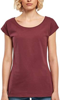 Build Your Brand Damen BB013-Ladies Wide Neck Tee T-Shirt, Cherry, XL von Build Your Brand