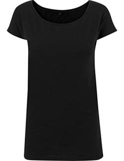 Build Your Brand Damen Ladies Wideneck Tee T Shirt, Schwarz, XS EU von Build Your Brand