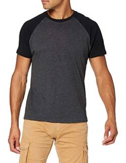 Build Your Brand Herren BY007-Raglan Contrast Tee T-Shirt, Charcoal/Black, L von Build Your Brand