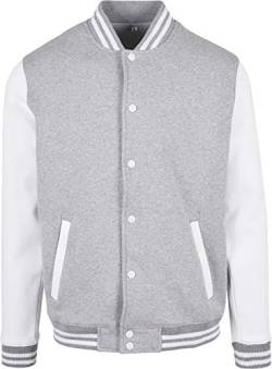 Build Your Brand Herren BB004-Basic College Jacket Jacke, Heather Grey/White, M von Build Your Brand