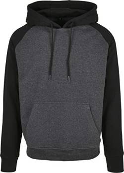 Build Your Brand Herren BB005-Basic Raglan Hoody Kapuzenpullover, Charcoal/Black, L von Build Your Brand