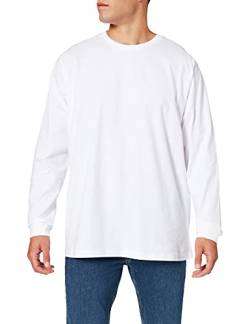 Build Your Brand Herren Organic Longsleeve with Cuffrib T-Shirt, White, 5XL von Build Your Brand