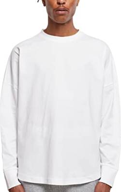 Build Your Brand Herren Oversized Cut On Sleeve Longsleeve T-Shirt, White, 5XL von Build Your Brand