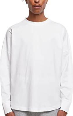 Build Your Brand Herren Oversized Cut On Sleeve Longsleeve T-Shirt, White, XL von Build Your Brand