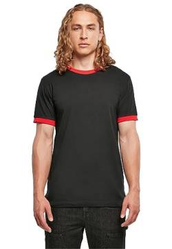 Build Your Brand Herren Ringer Tee T-Shirt, Black/cityred, XXXXXL von Build Your Brand