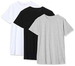 Build Your Brand Herren Shaped Long Tee 3-Pack T-Shirt, Mehrfarbig (Blk/H.Grey/Wht 02227), L von Build Your Brand