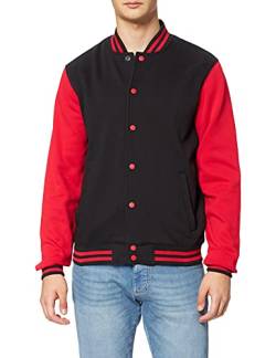 Build Your Brand Herren Sweat College Jacket Jacke, per pack Mehrfarbig (Blk/Red 00044), Large (Herstellergröße: L) von Build Your Brand