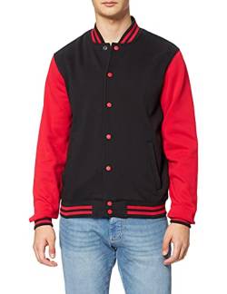 Build Your Brand Herren Sweat College Jacket Jacke, per pack Mehrfarbig (Blk/Red 00044), Medium (Herstellergröße: M) von Build Your Brand