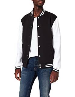 Build Your Brand Herren Sweat College Jacket Jacke, per pack Mehrfarbig (Blk/Wht 00050), Large (Herstellergröße: L) von Build Your Brand