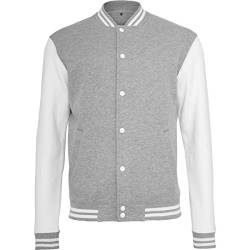 Build Your Brand Herren Sweat College Jacket Jacke, per pack Mehrfarbig (H.Grey/White 00659), Large (Herstellergröße: L) von Build Your Brand
