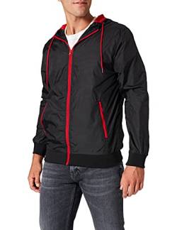 Build Your Brand Herren Windrunner Jacke, per pack Mehrfarbig (Blk/Red 00044), Large (Herstellergröße: L) von Build Your Brand