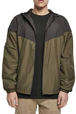 Build Your Brand Mens BY129-2-Tone Tech Windrunner Windbreaker, Darkolive/Black, M von Build Your Brand