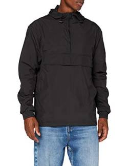 Build Your Brand Mens BY096-Basic Pull Over Jacket Windbreaker, Black, XXL von Build Your Brand