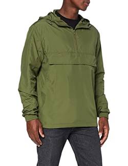 Build Your Brand Mens BY096-Basic Pull Over Jacket Windbreaker, Olive, L von Build Your Brand