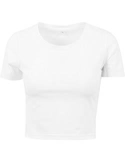 Build Your Brand Women's Ladies Cropped Tee T-Shirt, White, M von Build Your Brand