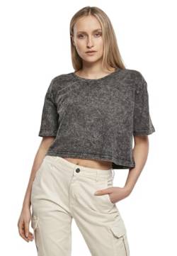 Build Your Brand Womens BY054-Ladies Acid Washed Cropped Tee T-Shirt, Darkgrey White, S von Build Your Brand