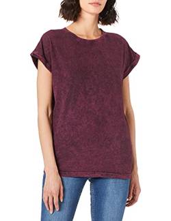 Build Your Brand Womens Ladies Acid Washed Extended Shoulder Tee T-Shirt, Berry Black, XXL von Build Your Brand