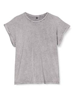 Build Your Brand Womens Ladies Acid Washed Extended Shoulder Tee T-Shirt, Grey Black, 5XL von Build Your Brand