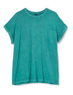 Build Your Brand Womens BY053-Ladies Acid Washed Extended Shoulder Tee T-Shirt, Teal Black, XXL von Build Your Brand