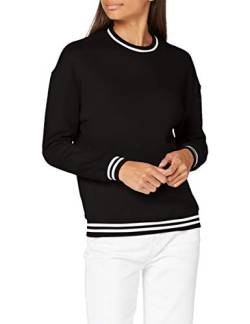 Build Your Brand Womens Ladies College Crew Pullover Sweater, Black/White, 4XL von Build Your Brand