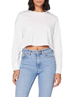 Build Your Brand Womens Ladies Terry Cropped Crew Pullover Sweater, Weiß, XXL von Build Your Brand