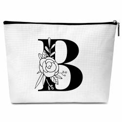 Buildinest Make-up-Tasche mit Blumenmotiv, personalisierbar, mit Initialen, Monogramm, Brautjungfer, Geschenke für Frauen, Freunde, Lehrer, B von Buildinest