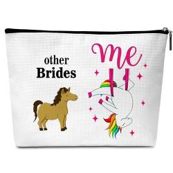 Other Brides Me Make-up-Tasche, lustiges Pferd, Geburtstagsgeschenke für Bräute, Hochzeit, Braut, Make-up, Leinentasche für Bräute, Frau, Schwester, Kollegin, A38, Weiss/opulenter Garten von Buildinest