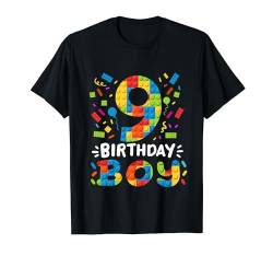 Kinder 9 Jahre alte Bausteine Baumeister 9. Geburtstag Jungen T-Shirt von Building Blocks Family Birthday Gear
