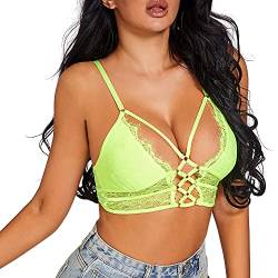 Buitifo Damen Cami BH Criss Cross Wimpern Crop Top BH Sexy Weste Bralette Buster Dessous(Grün,XL) von Buitifo