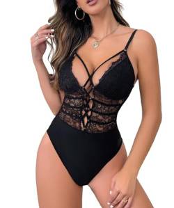 Buitifo Damen Sexy Body Ein Stück Babydoll Dessous Spitze Teddy Negligee(Black,L) von Buitifo