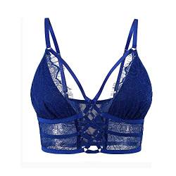 Buitifo Womens Cami Bra Criss Cross Eyelash Crop Top Bra Sexy Vest Bralette Busiter Lingerie (Blue,L) von Buitifo