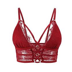 Buitifo Womens Cami Bra Criss Cross Eyelash Crop Top Bra Sexy Vest Bralette Busiter Lingerie (Red,S) von Buitifo