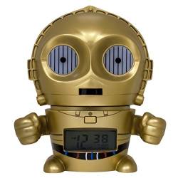 BulbBotz Star Wars 2021418 C3PO Kinder-Wecker mit Nachtlicht und typischem Geräusch , gold/gelb, Kunststoff , 14 cm hoch , LCD-Display , Junge/ Mädchen , offiziell von BulbBotz