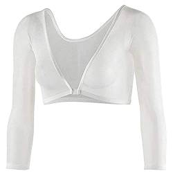 Buliezy Damen Crop Top Durchsichtig Oberteil Mesh Bauchfrei Oberteil Tops Netzstoff Shirt Frauen Spitze Ärmel Sommer Tiefen V-Ausschnitt, Vorne Offen Elastisch Sexy Spitze Futter von Buliezy