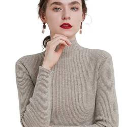 Buliezy Rollkragenpullover Damen Pullover Elegant Sweatshirt Langarm Strickpullover Wärme Sweater,Kamel,L von Buliezy