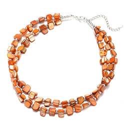 Bulinlin Boho Bunte Perlenkette Damen Muschelkette Strand Sommer Verstellbar Bohemian Choker Halsketten FüR Frauen Und MäDchen(Orange) von Bulinlin