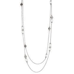Bulinlin Damen Lange Perlen Kette Statement Halskette mit Silber Anhänger Modeschmuck Kette Geschenk für Frauen(White pearl) von Bulinlin