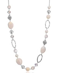 Bulinlin Silber Perplen Lang Kette für Damen Boho Statement Chain Halskette Modeschmuck Geburtstagsgeschenke für Frauen（White） von Bulinlin