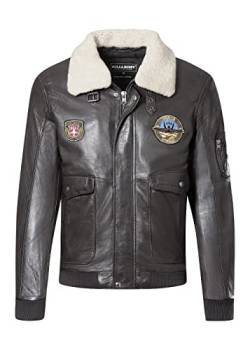 Bull&Berry Herren Vintage Air Force A2 USAF Fliegerjacke - Echtes Lammleder mit abnehmbarem warmem Naturpelzkragen (Reguläre Passform)(XXL) von Bull&Berry