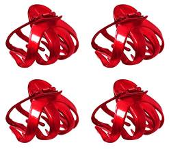 4er-Set Octopus Kunststoff Haar Klaue Clip Schmetterling Stier Hund Design, großer Griff für dickes Haar (Rot) von Bullahshah