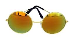 Schöne Unisex Aktuelle Design-Hippie-Stil Brillen Runde Sonnenbrillen Anti-Reflektierende Linse (Gelbes Spiegelglas mit Gold Rahmen) von Bullahshah