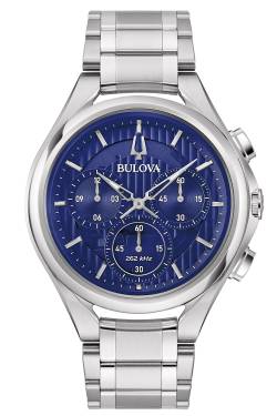 Bulova 96A302 Herrenarmbanduhr Chronograph Curv Stahl/Blau von Bulova