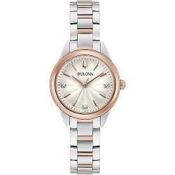 Bulova FBA Kopie Damen Quarz Armbanduhr aus Edelstahl mit Edelstahl Band - Sutton - 98P200 von Bulova