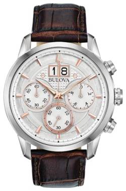 Bulova Herren Analog Quarz Uhr mit Leder Armband 96B309 von Bulova