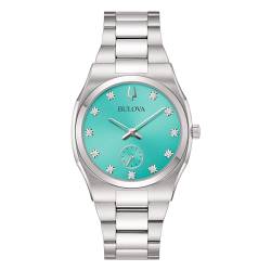 Bulova Marine Star Piccoli Secondi time only women's watch, turquoise background 96P243, steel case and bracelet von Bulova