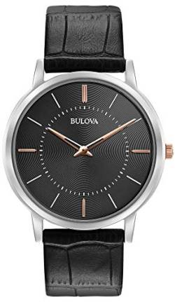 Bulova Ultra Slim 98A167 - Herren Designer-Armbanduhr - Armband aus Leder - Schwarz von Bulova