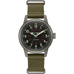 Bulova Unisex Analog Automatisch Uhr mit Echtes Leder Armband 98A255 von Bulova
